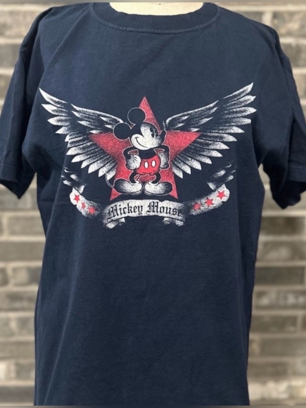Disney Mickey & Co Winged Star Graphic T Shirt Navy Blue Men M
